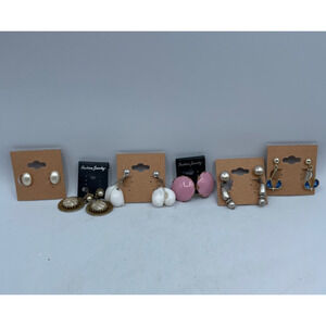 6 Pairs Vintage Clip-On Earrings Screw Back Retro Fashion Jewelry Lot